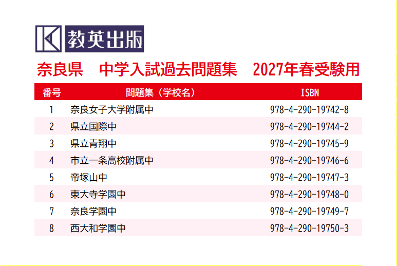 西大和学園中学校 入学試験問題集 2027年春受験用』を発売しました