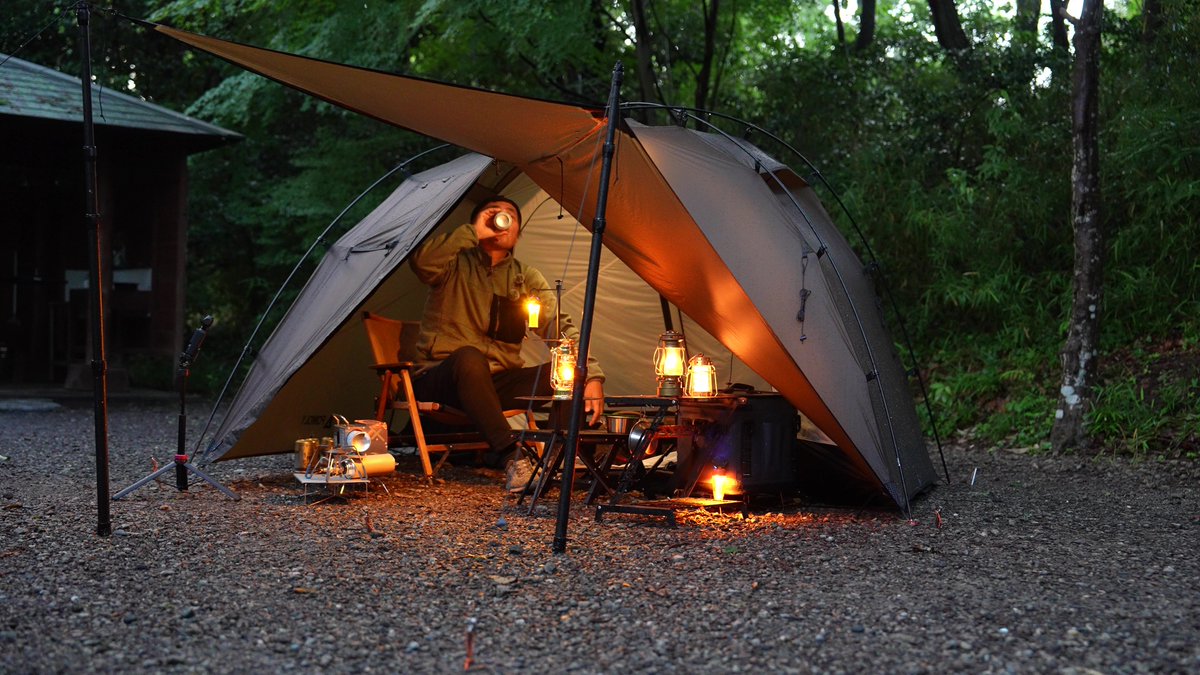 latte1126's tweet photo. 大人気のあのテント⛺️
動画にしました✨

6/24 21:00公開します😊

タープ無しの雨キャンプが楽しいです🤣

＃ソロキャンプ https://t.co/7MBBAIrQw7