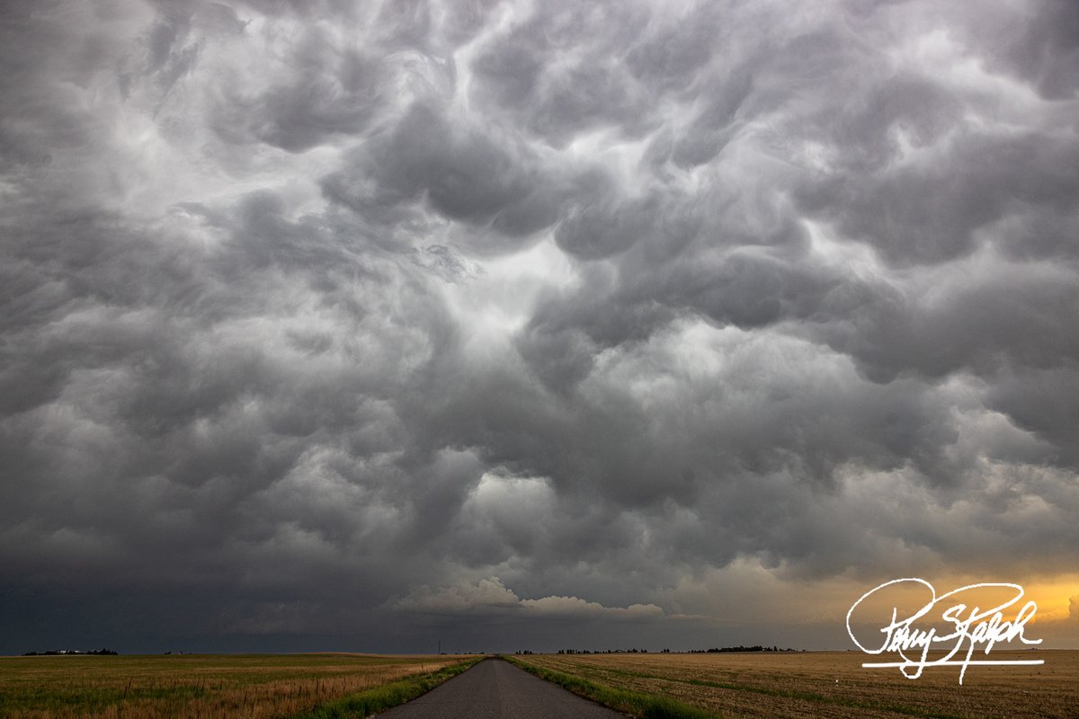 perryralph's tweet photo. Its Monday and Moody #MoodyMonday
"Facing the Angry Sky"
Facing west into a storm on the eastern Colorado plains. Mammatus overhead and the last light slipping away as the Thunderstorm cell pushed closer. #StormChase #Thunderstorm #Clouds https://t.co/58SaMPa7AY