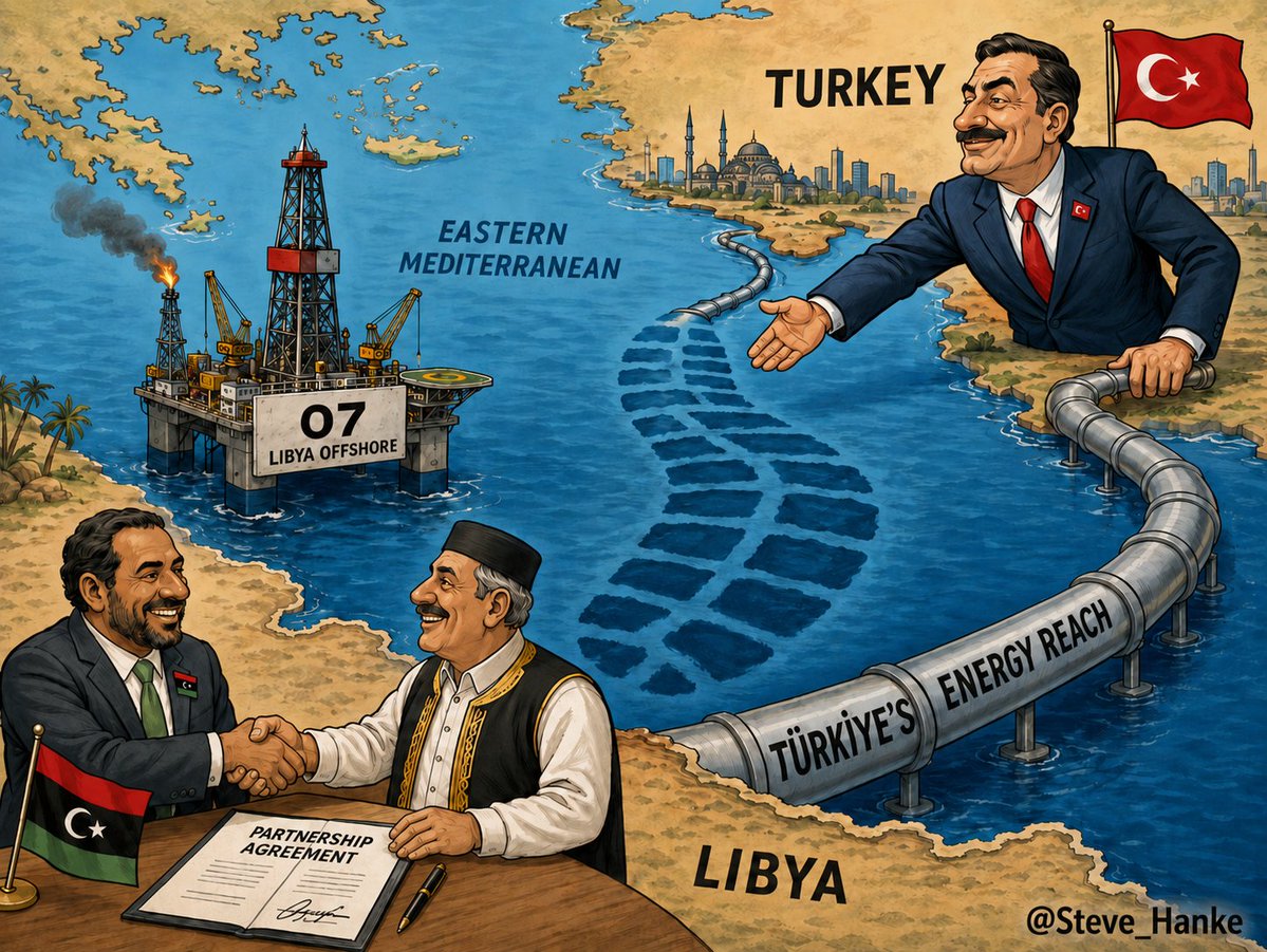 steve_hanke's tweet photo. #TurkeyWatch🇹🇷: Türkiye Petrolleri is joining Repsol and MOL in a new offshore exploration deal with Libya’s National Oil Corporation.

TURKEY CONTINUES TO AGGRESSIVELY EXPAND ITS ENERGY FOOTPRINT ACROSS THE MEDITERRANEAN. https://t.co/RtKK22r2nw