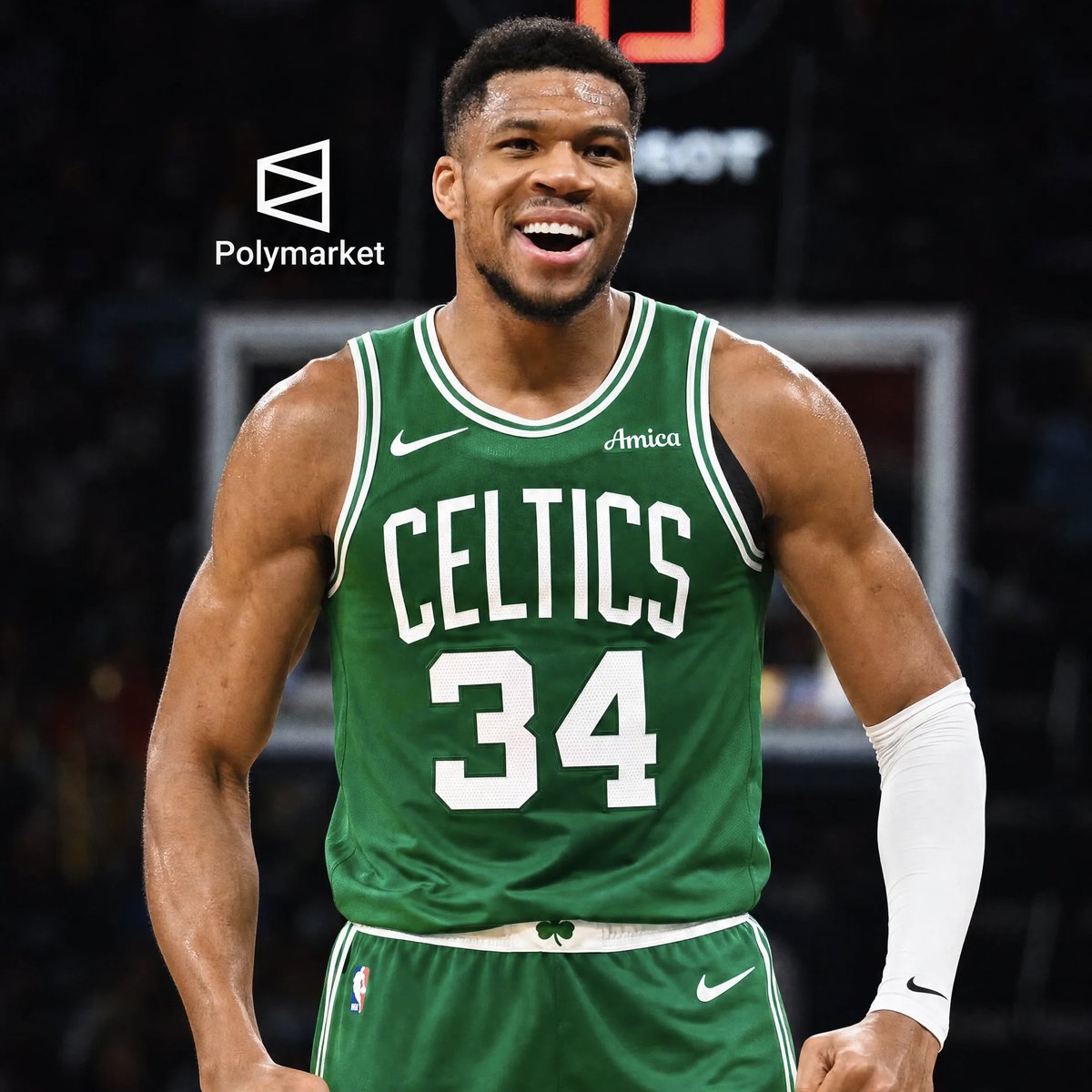 PolymarketHoops's tweet photo. The Celtics are the favorites to acquire Giannis Antetokounmpo tonight or tomorrow, per @ChrisBHaynes. 🚨

WOW. https://t.co/5wljV8vQ8d