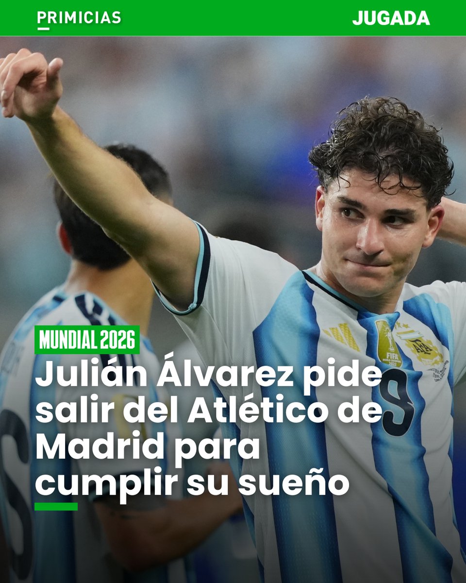 Jugada_Ec's tweet photo. Julián Álvarez, internacional argentino del Atlético de Madrid, expresó este lunes que ya ha hablado con la gente del club rojiblanco, señaló que “lo mejor para todos es una transferencia” y remarcó que quiere “cumplir” su “sueño”, sin mencionar el destino deseado.
Más detalles: ➡️ https://t.co/meIsisSAql