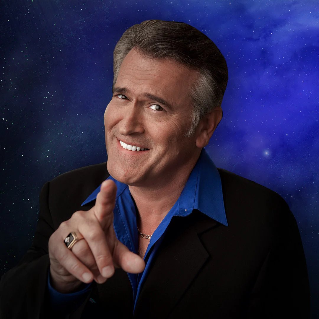 SlasherRadio's tweet photo. HAPPY BIRTHDAY 🥳🎂

#Horror Icon Bruce Campbell celebrates his 60th Birthday today 🎈🎉 https://t.co/AAAoDgvafv
