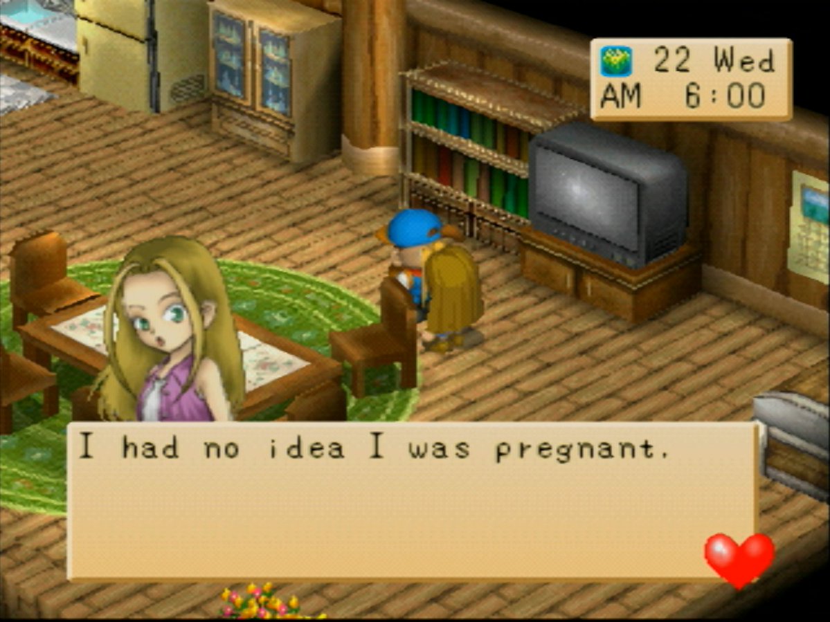 JanelleWaz's tweet photo. Why yes... I'm wondering about that myself.

#RetroGaming #HarvestMoon #BackToNature https://t.co/3WZl82aYzS