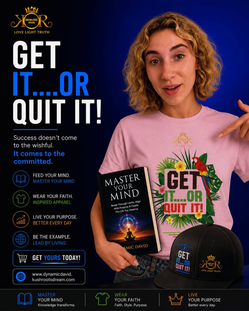 dynamicdavid33's tweet photo. Success doesn't come to the wishful.
It comes to the committed.
📖 Feed your mind.
👕 Wear your purpose.
🚀 Live your mission.

GET IT... OR QUIT IT!

#GetItOrQuitIt #MasterYourMind #SuccessMindset #Motivation #GrowthMindset https://t.co/GYZDDfNqRR