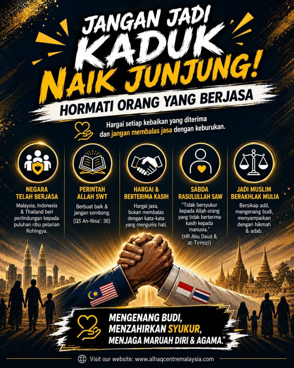 alhaqcentre's tweet photo. JANGAN JADI KADUK NAIK JUNJUNG! HORMATI ORANG YANG BERJASA

#rohingyarefugees
#RohingyaCrisis
#ancaman
#malaysia 
 
Read more:
 https://t.co/6qr9dlqJ7l https://t.co/lrCAqgZNsP