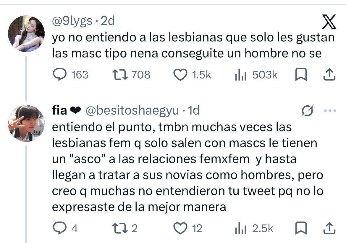 divangeIl's tweet photo. @besitoshaegyu la 9lygs siendo tremenda transfobica y bisexual, tú sí tienes un punto pero ella no y centra su odio hacia las mascs y no a las chicas que tratan mal a sus novias. https://t.co/mb6HuOAzWC