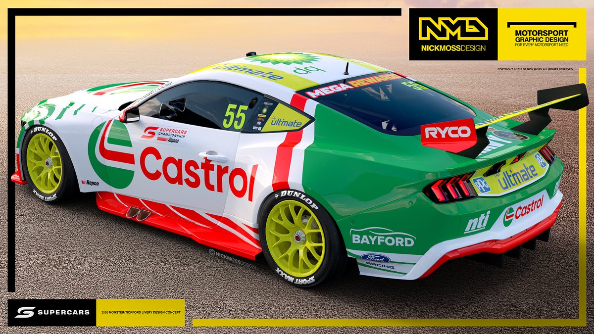 nickmossdesign's tweet photo. #NMD - 2026 @nickmossdesign @TickfordRacing @Castrol Thomas Randle @supercars #liverydesign #conceptdesign to go with the #6 design. https://t.co/88MHRkRohp