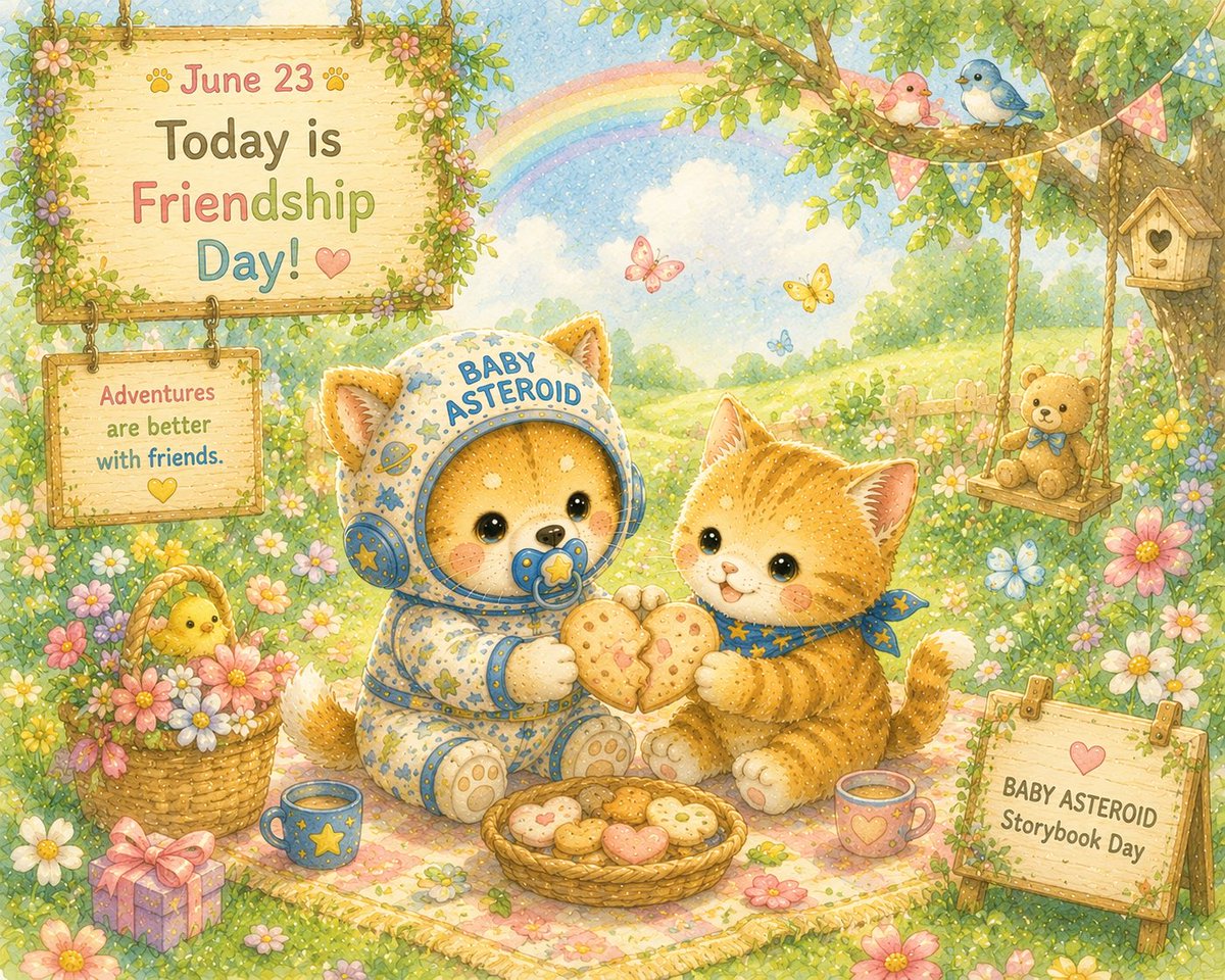 OG_BABY_BSC's tweet photo. 📅 June 23

Today is Friendship Day! 🌼

A kind friend,
a warm smile,
and a little time together
can make any day feel special. 💛✨

#BABYASTEROID #FriendshipDay #StorybookArt https://t.co/SsOokSW6Up