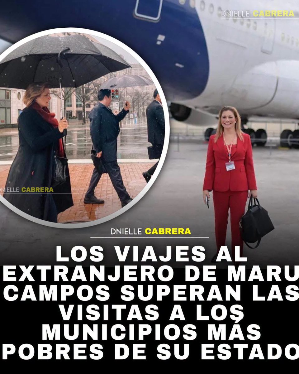 DnielleCabrera's tweet photo. 🚨 CONOCE MÁS EL MUNDO QUE SU ESTADO!

Mientras la gente de Chihuahua vive en pobreza e inseguridad, Maru Campos anda recorriendo el mundo.
Sus viajes al extranjero superan el número de visitas que ha hecho a los municipios más pobres de su propio estado. 

Y por si fuera poco: reformó la constitución de Chihuahua para poder ausentarse hasta 21 días sin permiso del Congreso.