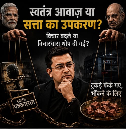NarsiOm's tweet photo. @YssSpeaks शुभंकर मिश्रा ने निष्पक्षता का चोला उतारकर अब सत्ता की चौखट पर सिर झुका लिया है। #NewsroomPolitics ने एक और पत्रकार को बदल दिया। https://t.co/okplZNHMII