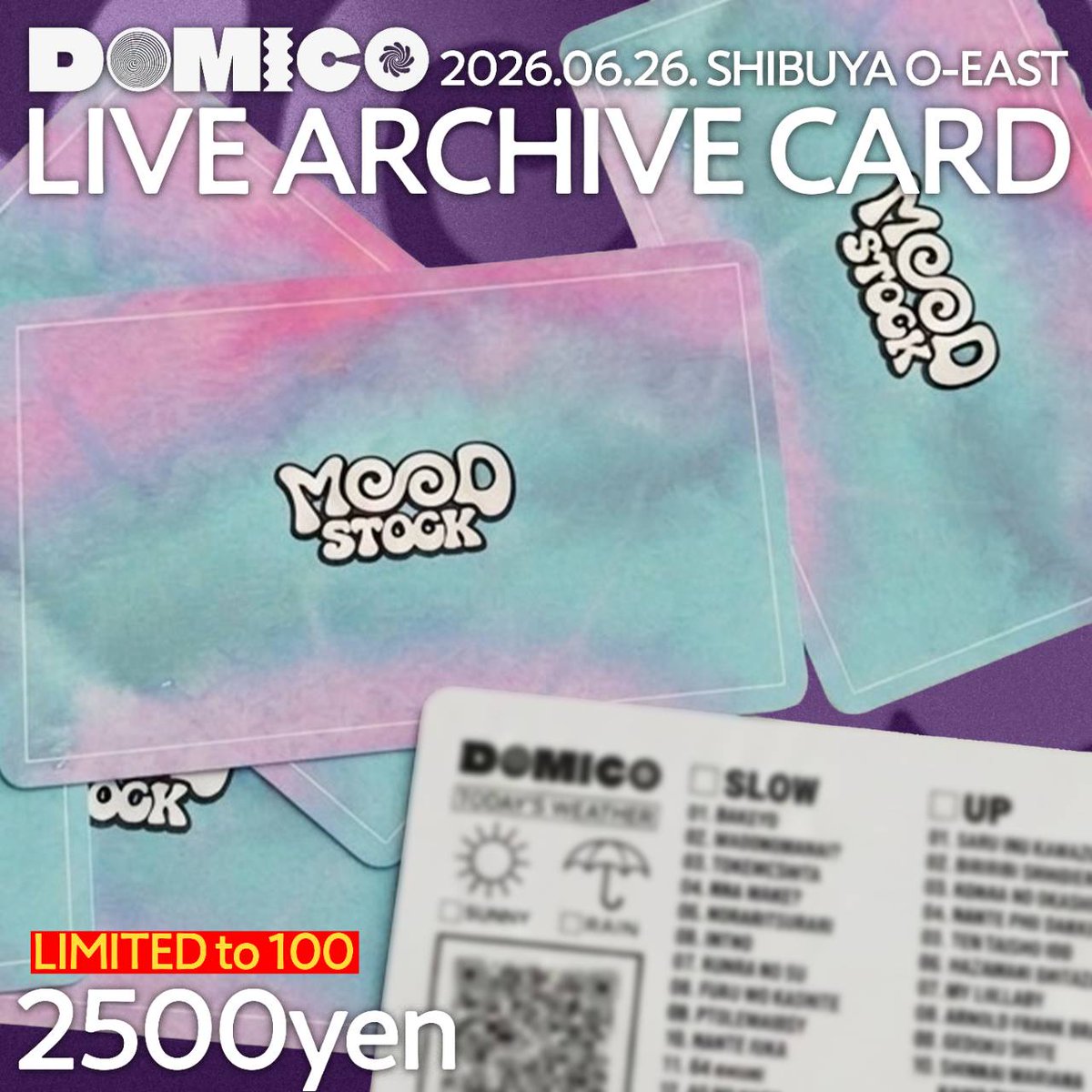 hikarururururu's tweet photo. 🔴🟣 LIVE ARCHIVE CARD 🟣🔵

2026.06.26 SHIBUYA O-EAST
当日のライブ音源が聴けるアーカイブカードを会場限定で販売します。

LIMITED 100 ¥2,500

※先行販売から販売予定
※無くなり次第終了！

(スタッフ) https://t.co/ceANpy96JA