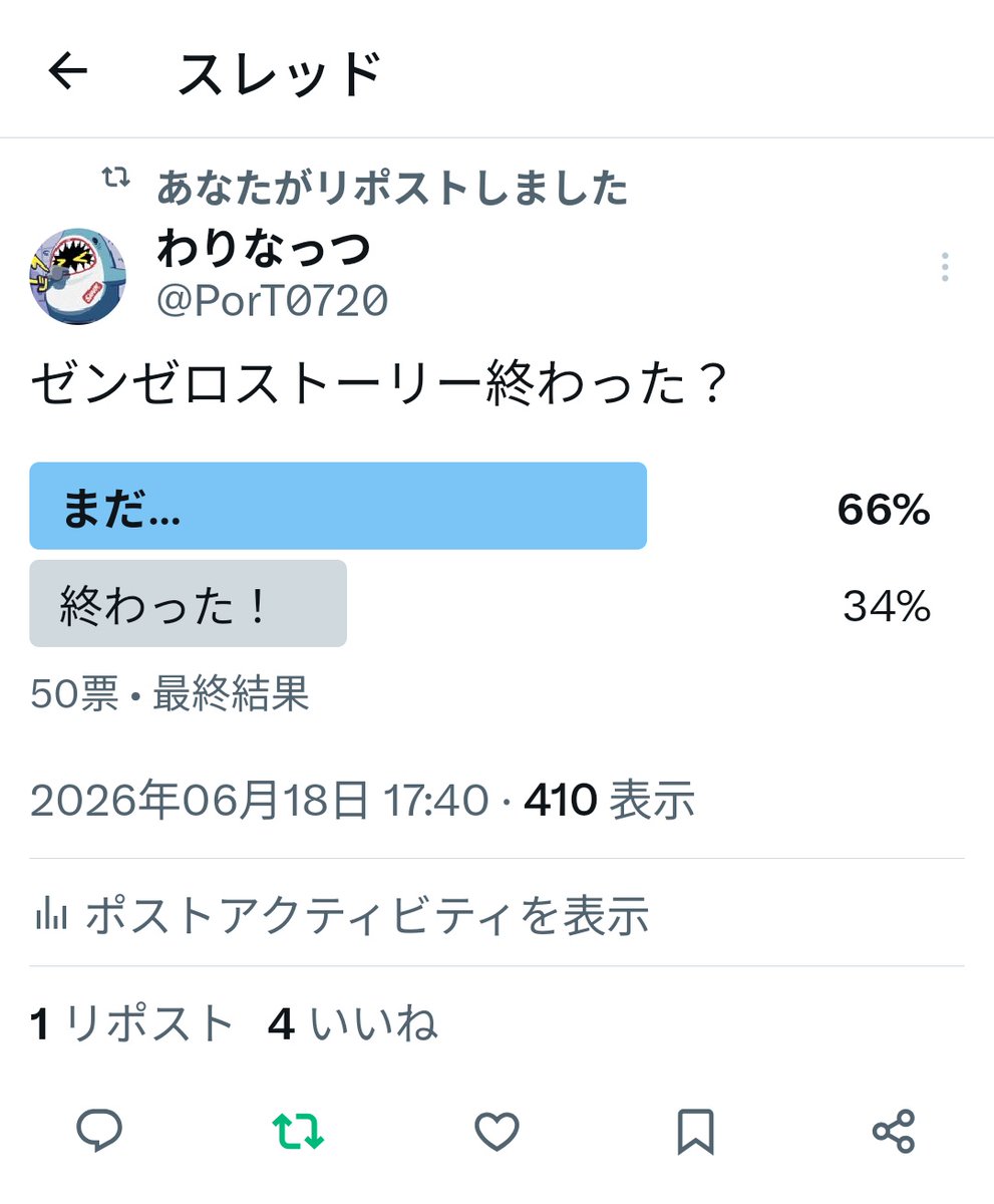 PorT0720's tweet photo. アンケート参加してくれた人ありがとうございました😊
遅くなっちゃって本当に申し訳ない……

アプデの翌日だとやっぱこれぐらいなんだねぇ🤔 https://t.co/NtQcKqcAC2