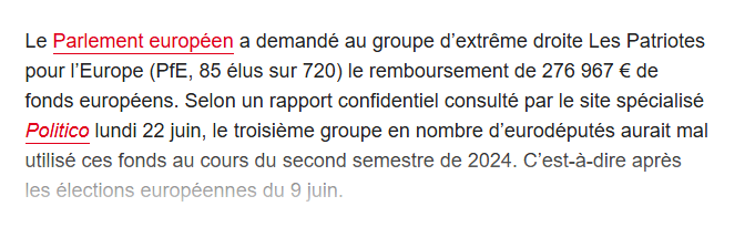 Mapi421's tweet photo. Le groupe du RN au Parlement européen a détourné 277 000 € en 2024 et va devoir les rembourser https://t.co/PVM6JR6JLH