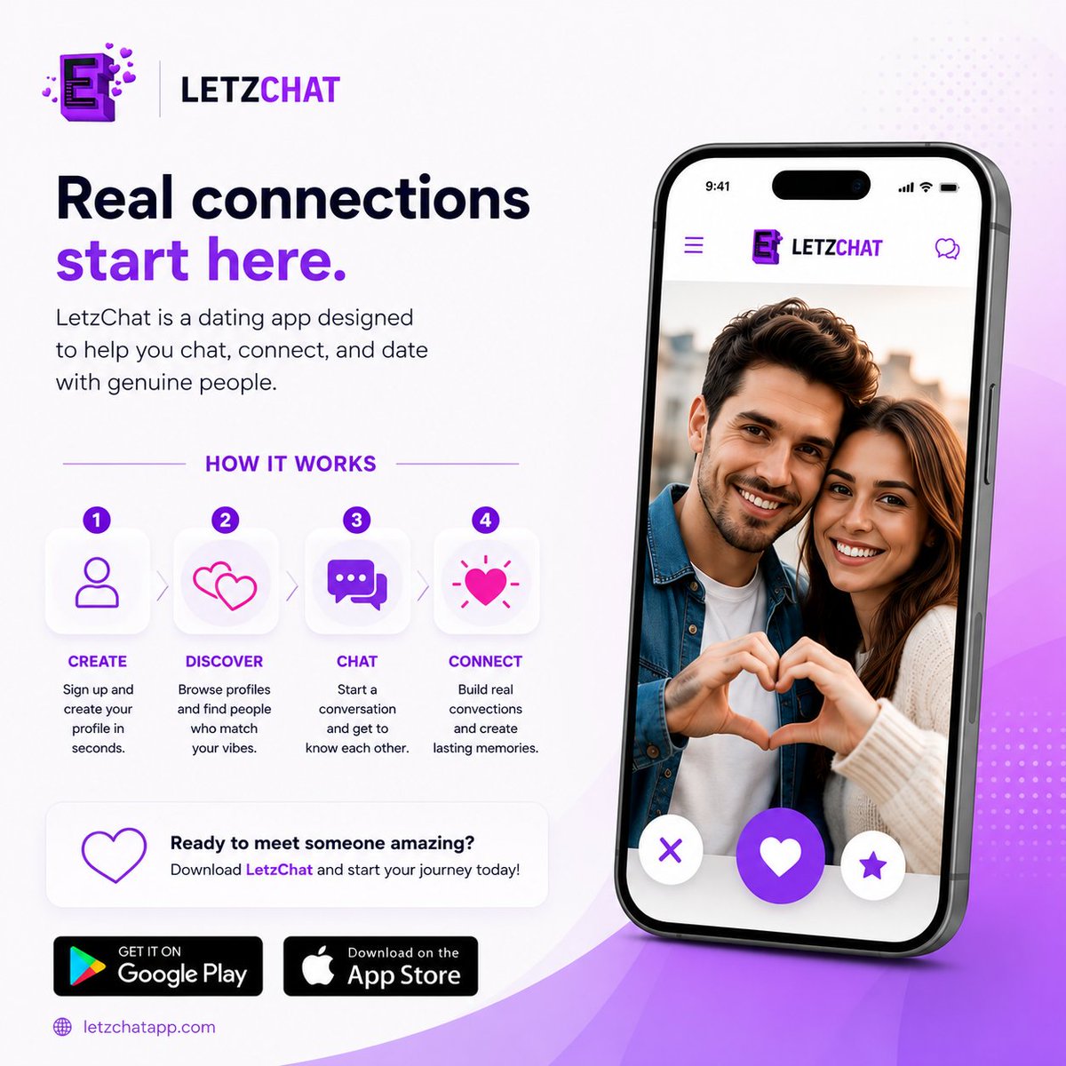 letzchatapp's tweet photo. Finding meaningful connections has never been easier.
With LetzChat, you're just a few taps away from meeting someone who shares your interests.

✨Create your profile
💜 Discover new people
💬 Start chatting
💕 Build real connections

#LetzChat #DatingApp https://t.co/lmw1pdnGhv