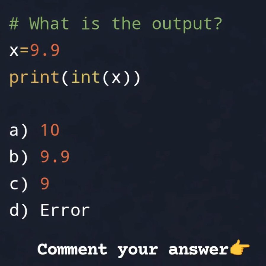 PythonCrafted's tweet photo. What is the output ? https://t.co/2hSeHgmESi