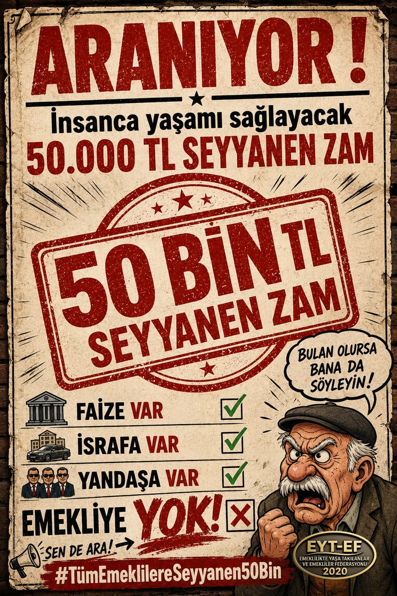 galacticos0258's tweet photo. Herkese verilen Emekliye niye verilmiyor? 
Emekliye verilmeyen Herkese niye veriliyor‼️‼️‼️
@Akparti @MHP_Bilgi 
@RTErdogan @dbdevletbahceli
@avabdullahguler @_cevdetyilmaz
@isikhanvedat @memetsimsek
#TümEmeklilereSeyyanen50Bin
#5000KısmiMağduriyetiBitsin https://t.co/tUOcdZtaeZ