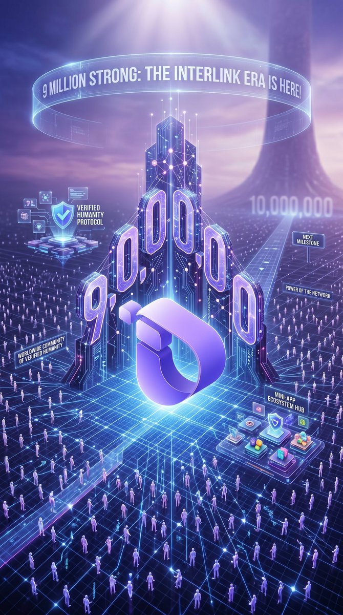 abdullahiladu's tweet photo. Over 9 Million verified users! That is an incredible milestone for the InterLink ecosystem. 

Achieving such massive scale in the competitive Web3 and human-centric network space is no small feat—it’s a massive testament to the vision, the community, and the utility being built.

9 MILLION STRONG: The InterLink Era is Here! 🌍

We didn’t just hit a number; we hit a movement. Today, we officially celebrate 9 MILLION users worldwide on the InterLink Network!

When we started this journey, the goal was simple but bold: to redefine how we interact, verify identity, and participate in a truly human-centric digital ecosystem. 

Today,over 9 million of you have proven that the future isn't just about code—it's about the people behind it.

Why this is just the beginning:

Verified Humanity: In an age of AI uncertainty, 9 million people have chosen to embrace the power of Proof of Humanity. Your identity is your key, and you’re owning it like never before.

The Power of the Network: From seamless InterLink ID management to the rapid expansion of our Mini App ecosystem, we are building a decentralized world that works for you.

 Unstoppable Momentum: With every tap, every verification, and every new user joining the mission, we are solidifying the foundation for a transparent, secure, and rewarding Web3 future.

To every single one of you who joined, referred a friend, or staked your claim in this vision—thank you. You are the heart of this network. We are moving faster, scaling further, and building something that will outlast the trends.

We’re not just watching the future of technology; we’re architecting it together.
The climb to 10M starts now. Let’s go! ⚡️

#Interlink #ITLG #ITL
