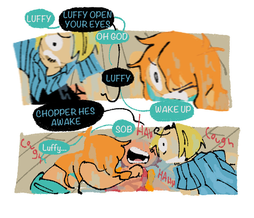 over100tabs's tweet photo. Luffy falling off the sunny and almost drowning and Nami jumping in and Sanji jumping in after her and both of them freaking out cause they didn't notice right away and they dont know why Luffy suddenly stop breathing. - pt 1 https://t.co/ZNsH5muCCt