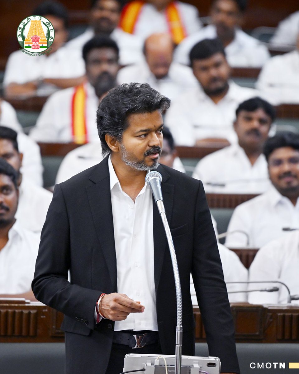 CMOTamilnadu's tweet photo. மாண்புமிகு தமிழ்நாடு முதலமைச்சர் திரு.ச. ஜோசப் விஜய் அவர்கள் இன்று (23.6.2026) தமிழ்நாடு சட்டமன்றப் பேரவையில், ஆளுநர் உரைக்கு நன்றி தெரிவிக்கும் தீர்மானத்தின் மீதான விவாதத்திற்குப் பதிலளித்து உரையாற்றினார்.
#CMJosephVijay‌ https://t.co/qa5BtNJeei