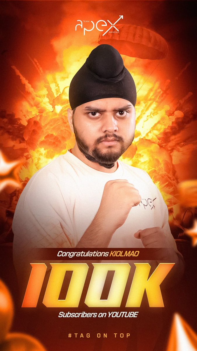 SAURABH__RAM's tweet photo. Congratulations KIOLMAO 100k Subscribers On YouTube 🖤🔝

#TAGonTOP https://t.co/iJnoC4w1WY