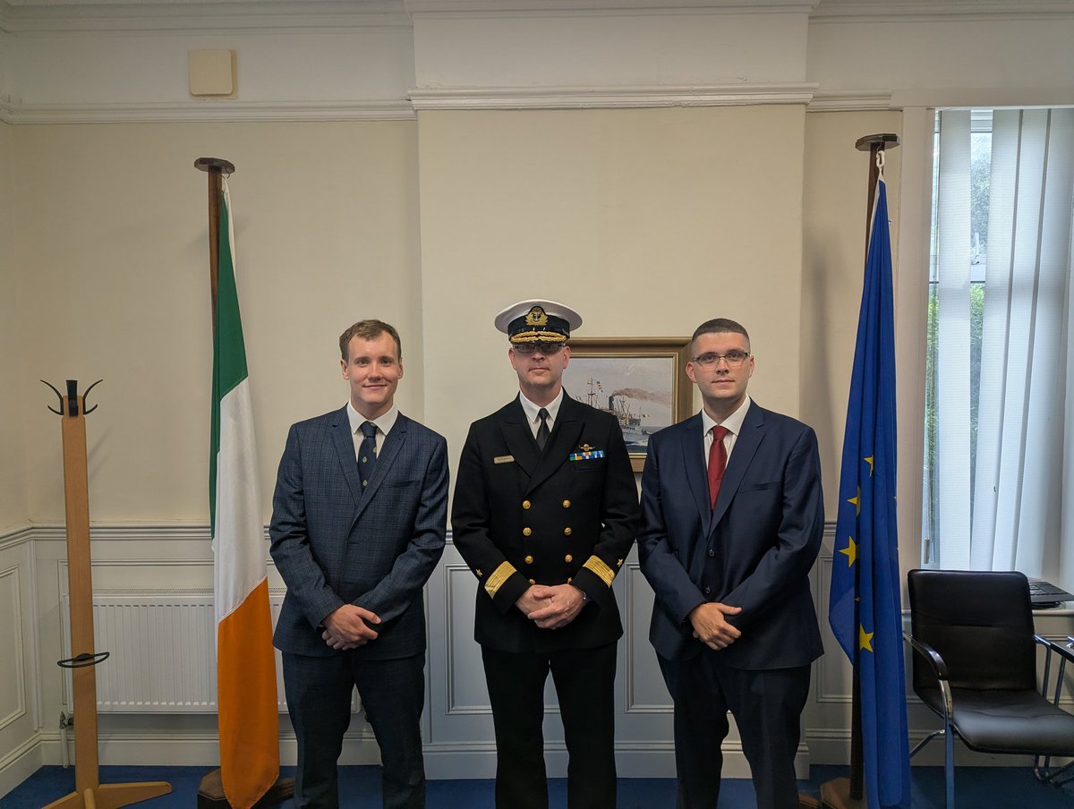 naval_service's tweet photo. On Monday at Naval Headquarters in Cork, two new Direct Entry Officers were commissioned. S/Lt Michael Livingstone and S/Lt Georgeal Polglase-Korostelev were  commissioned as Operations Branch Officers through the Direct Entry Scheme. https://t.co/wWzDFOQSay