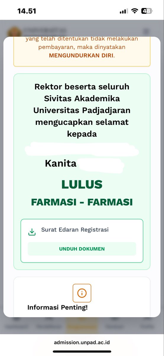 misahmisuhptn's tweet photo. YA ALLAHHH MAKASI YA ALLAH MAKASI UNPAD MAKASI FARMASI YA ALLAH UCAPAN LULUS PERTAMA GUE SESUNGGUHNYA SEMUA FARMASI MILIK ALLAH https://t.co/YYEmirR9B8
