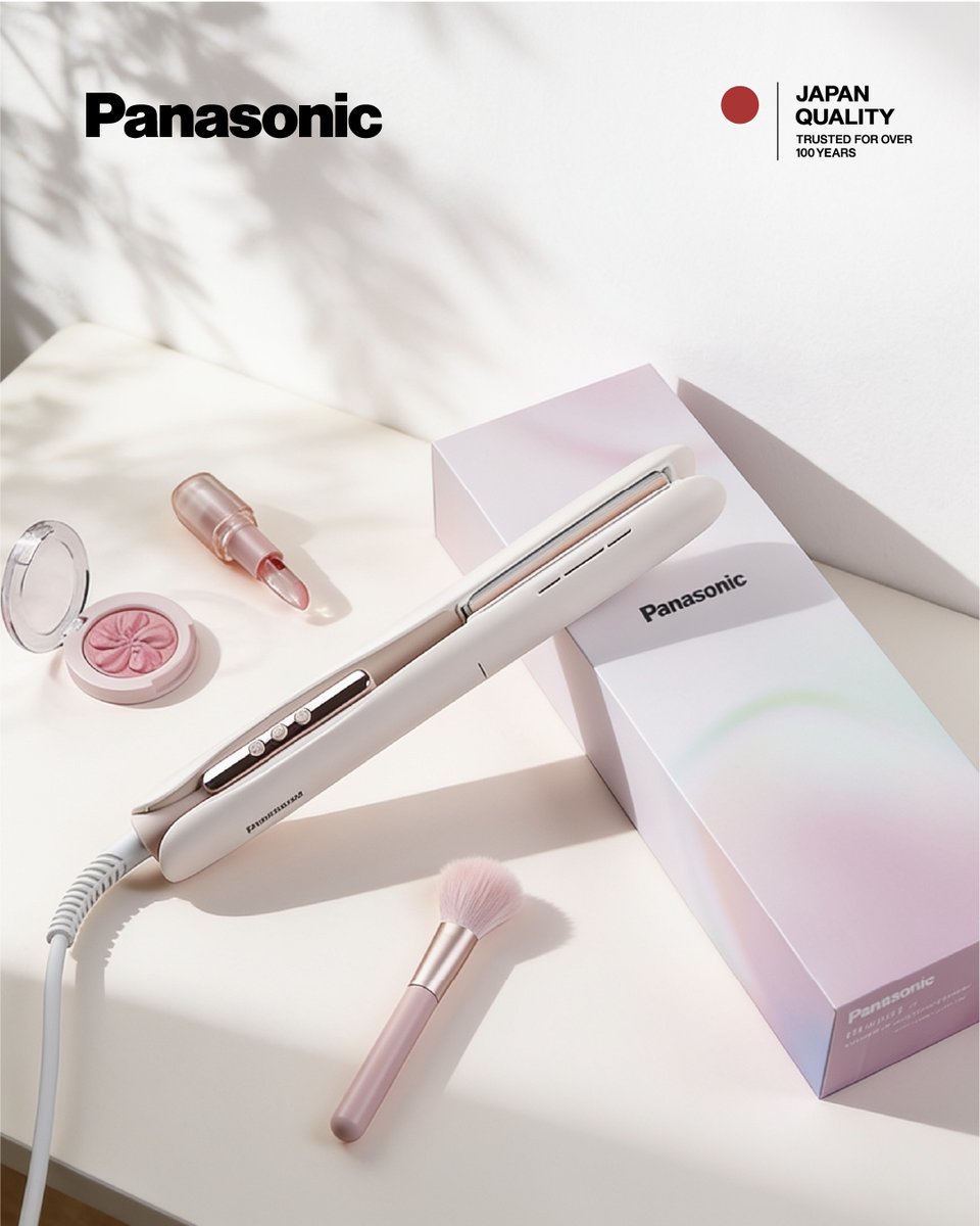 Panasonic_MEA's tweet photo. إطلالتك، بأسلوبك.
جهاز تصفيف الشعر من باناسونيك EH-HV31-P، شعر ناعم أو مموج، مع لمعان طبيعي بتقنية الأيونات.
Your look, your style.
Panasonic EH-HV31-P Hair Straightener, sleek or wavy, with natural shine from ionic technology.
#JapanQuality https://t.co/PWaJ6hFFlm