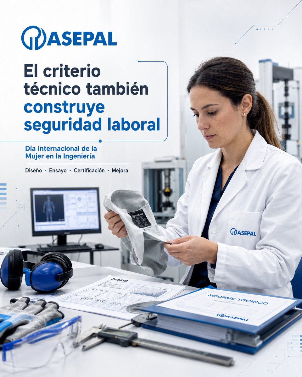 AsepalEPI's tweet photo. Hoy también merece visibilidad una parte del sector que muchas veces trabaja lejos del foco 👩‍🔬

Diseño, ensayo, certificación, mejora de producto, análisis técnico y decisiones que terminan influyendo de forma directa en la #seguridad, en la #prevención y en el #EPI que llega al usuario.

El papel de las mujeres en la ingeniería no es una nota al margen. Es parte de cómo avanza el criterio técnico que hace posible una protección mejor ⚙️

Reconocer ese trabajo es reconocer también el valor de 𝗰𝗼𝗻𝗼𝗰𝗶𝗺𝗶𝗲𝗻𝘁𝗼, 𝗿𝗶𝗴𝗼𝗿 y capacidad de mejora continua 📋

Hoy ponemos el foco ahí. En el talento que construye prevención desde la base 🛠️

#SomosEPI #MujerIngeniera #Ingenieria #Prevencion #SeguridadLaboral