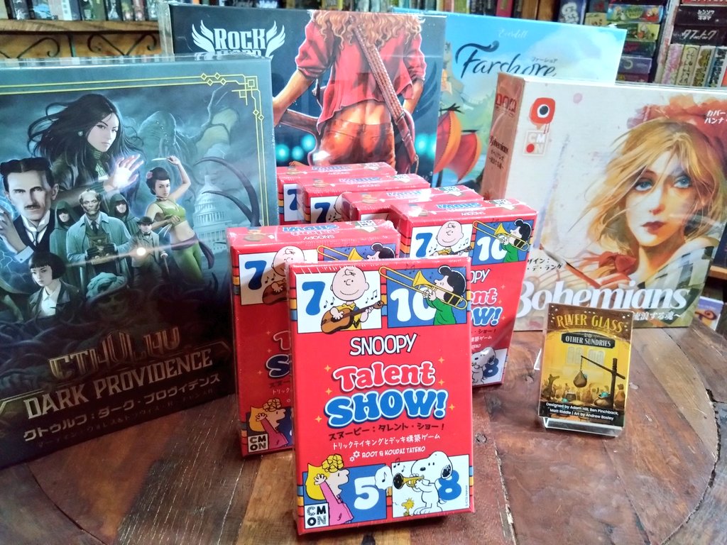 funnytable1's tweet photo. 新商品入荷✨✨
#スヌーピー：タレント・ショー！
 6/25㈭が発売日です。

新入荷商品‼️
#クトゥルフ:ダーク・プロヴィデンス
他、補充商品も入荷しております。
よろしくお願いいたします🙋🏻‍♀️ https://t.co/HWrGVrMKaD
