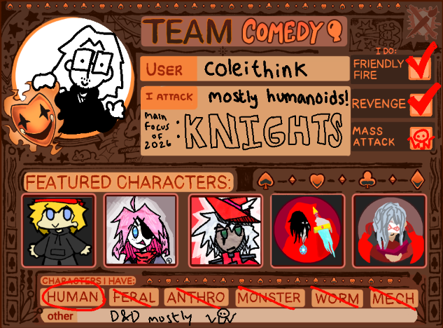 coleithink's tweet photo. artfight! come beat me up on here in july!!
#art #artfight #artfight2026 #teamcomedy #comedy https://t.co/mxSPHVhWfe