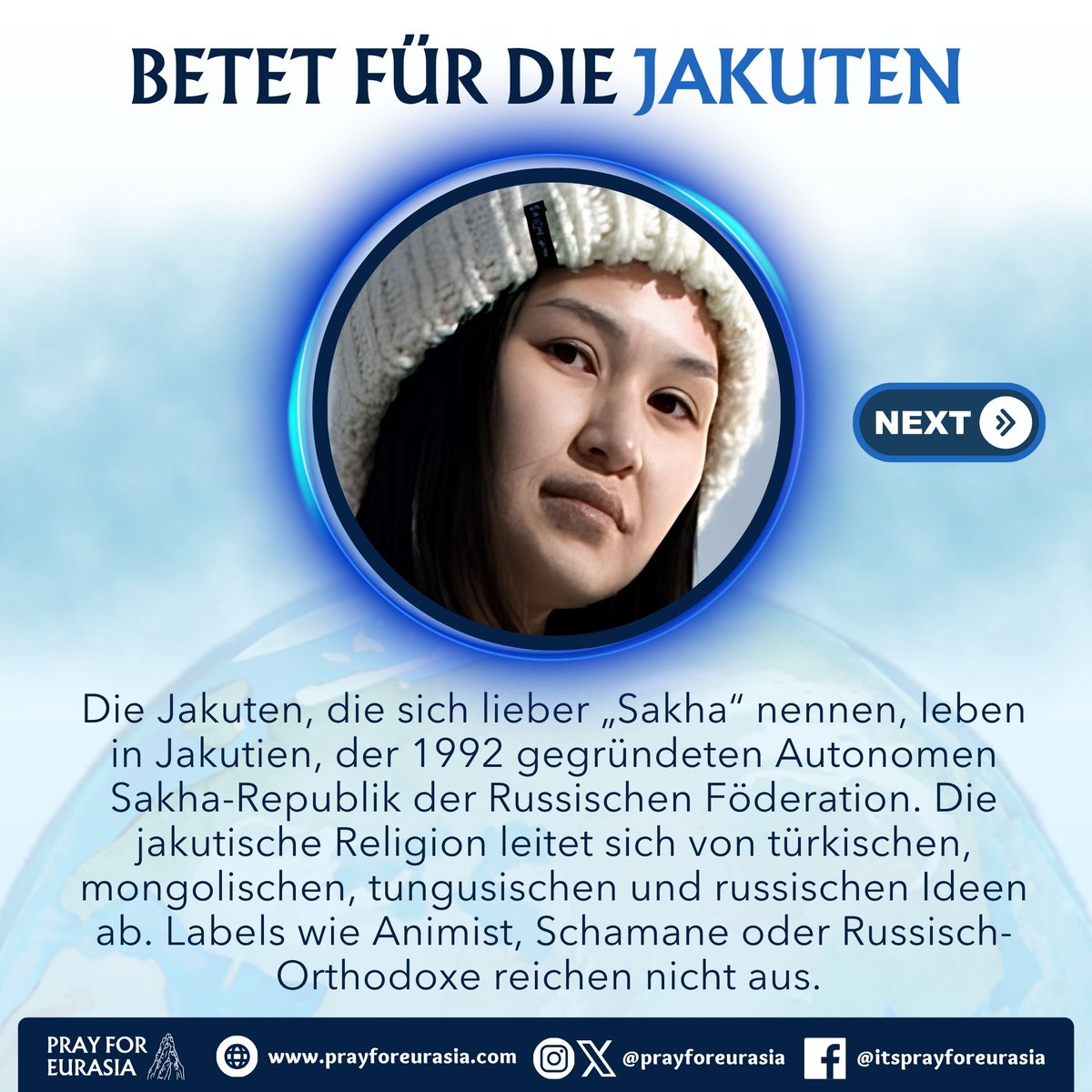 prayforeurasia's tweet photo. ๐ German (Yakut)
๐ Bete fรผr die Gemeinde in Churapcha, dass sie ein Licht im dunklen Land Sibirien sein wird und dass die Glรคubigen โeins in Geist und Absichtโ sein werden (Phil. 2,2).
๐ฒ Download the Pray for Eurasia app!
#prayforeurasia #greatcommision #missions https://t.co/GABRAg90IT