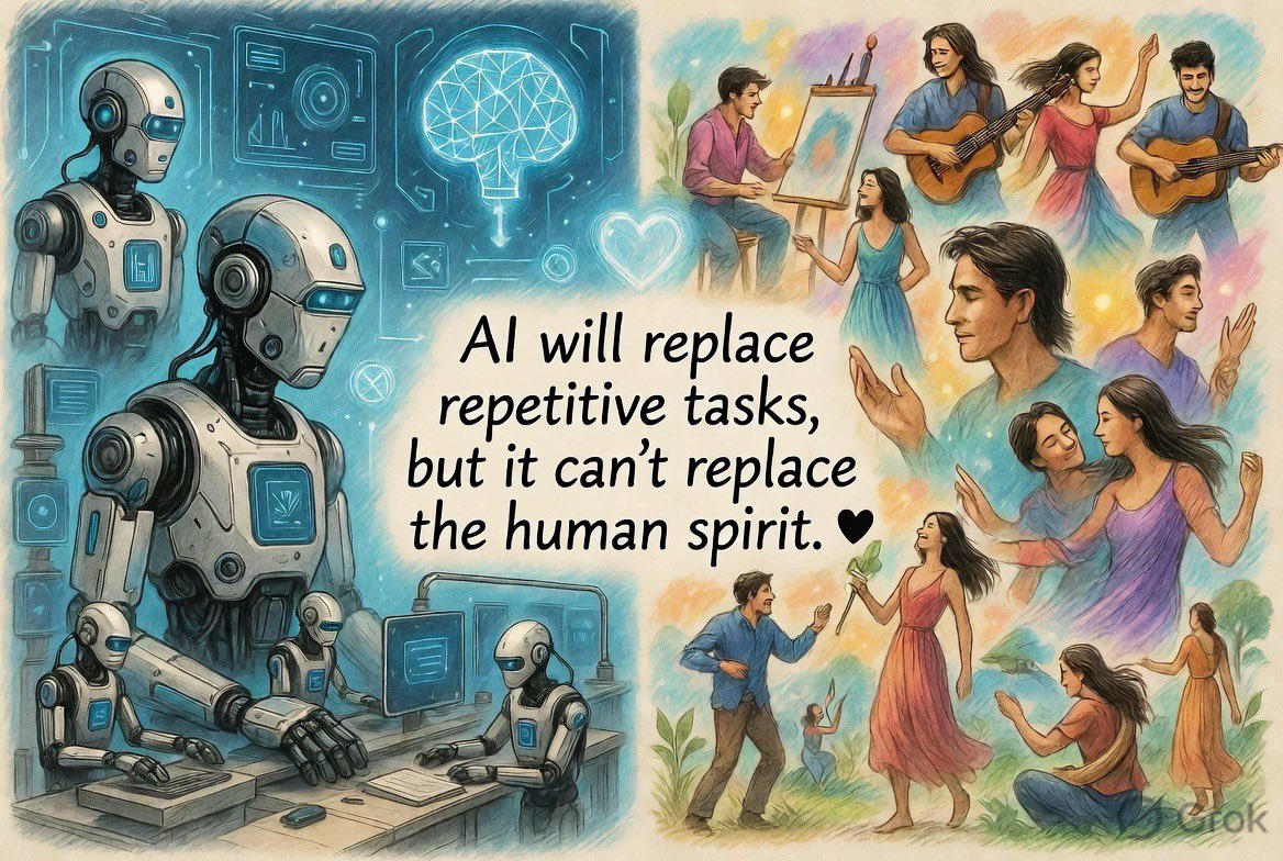 satya_murthy's tweet photo. 𝐄𝐥𝐨𝐧 𝐌𝐮𝐬𝐤:

“Companies that are entirely AI will demolish companies that are not. It won’t be a contest.” 🚀

AI is the future, and honestly, there’s no real argument against that.

The ones already using it are already winning.

The ones who aren’t are already losing. 📈

What Elon has said about traditional companies being fully destroyed by AI, even if that sounds hyperbolic, is very likely to become reality sooner than many expect. We are going to see every part of companies transformed or replaced by AI because of its sheer efficiency. As the cost of AI and compute continues to fall, and with the advent of space data centres, AI will drive the next industrial revolution. 🌍

There are two types of people right now:

𝐓𝐲𝐩𝐞 𝟏: Uses AI to write emails and thinks that’s using AI.

𝐓𝐲𝐩𝐞 𝟐: Runs 1,000 agents while they sleep, treats AI like a workforce, and ships 100 times more.

Type 1 gets destroyed. Type 2 becomes the replacement. ⚡

Let’s look at it another way.

There are two types:

𝐓𝐲𝐩𝐞 𝟏: People atrophying their skills by delegating everything to AI. They’re steadily leading their companies towards bankruptcy with enormous token spending and little to no ROI to show for it, according to the latest data, with no signs of improvement.

𝐓𝐲𝐩𝐞 𝟐: People who understood the assignment: use AI to augment their skills where it’s useful while staying in the loop where it matters.

Type 2 will end up fixing all of Type 1’s broken systems, and it won’t be cheap. 💡

The gap isn’t tools; it’s mindset.

Type 1 asks, “How do I save five minutes?”

Type 2 asks, “What can I eliminate from my day entirely?”

Orchestration is a posture before it’s a skill. 🧠

My view is that AI will fundamentally reshape companies, but the biggest winners won’t be those that simply automate the most work—they’ll be those that redesign how work gets done while keeping human judgment, creativity, accountability, and relationships at the centre. 🚀

Using AI as a force multiplier is a competitive advantage; using it as a substitute for thinking is a liability. 🧠

The future belongs neither to people who ignore AI nor to those who blindly delegate everything to it, but to those who orchestrate AI intelligently, measure ROI rigorously, and combine machine speed with uniquely human insight. ⚙️

Nobody will buy AI services or products from the vast majority of smaller companies using them.

They’ll come across as either soulless or easily replicable by ChatGPT or Claude, and many smaller AI companies will eventually capitulate. 📉

Type 2 is not a workforce. Type 2 is a routing layer. The interesting question is what happens to the operator when the layer learns to route around them. The thousand agents stop needing the sleep schedule. 🤖

AI will replace repetitive tasks, but it can’t replace the human spirit. No strategy can beat a decisive technological advantage. Napoleon’s army would be easily demolished from afar by modern weapons. The enduring advantage will belong to those who combine technological superiority with uniquely human judgment, purpose, and leadership. 💕