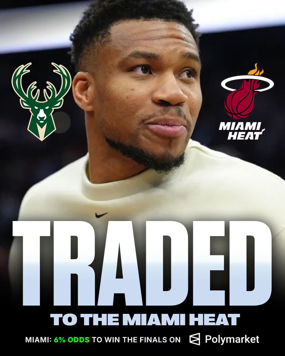 TheDunkCentral's tweet photo. BREAKING: GIANNIS ANTETOKOUMNPO HAS BEEN TRADED TO THE MIAMI HEAT https://t.co/yuUwGZwbOc