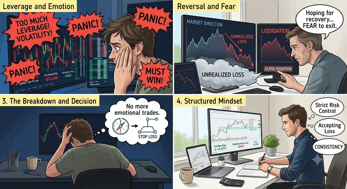 Adisense777's tweet photo. #MyGateTradeStory 
@Gate__Square 
My futures trade taught me that leverage is more psychological than technical. Small moves felt huge, emotions took control, and loss followed. I learned risk control, lower leverage, and discipline matter more than prediction. https://t.co/Lu0eYiJfli