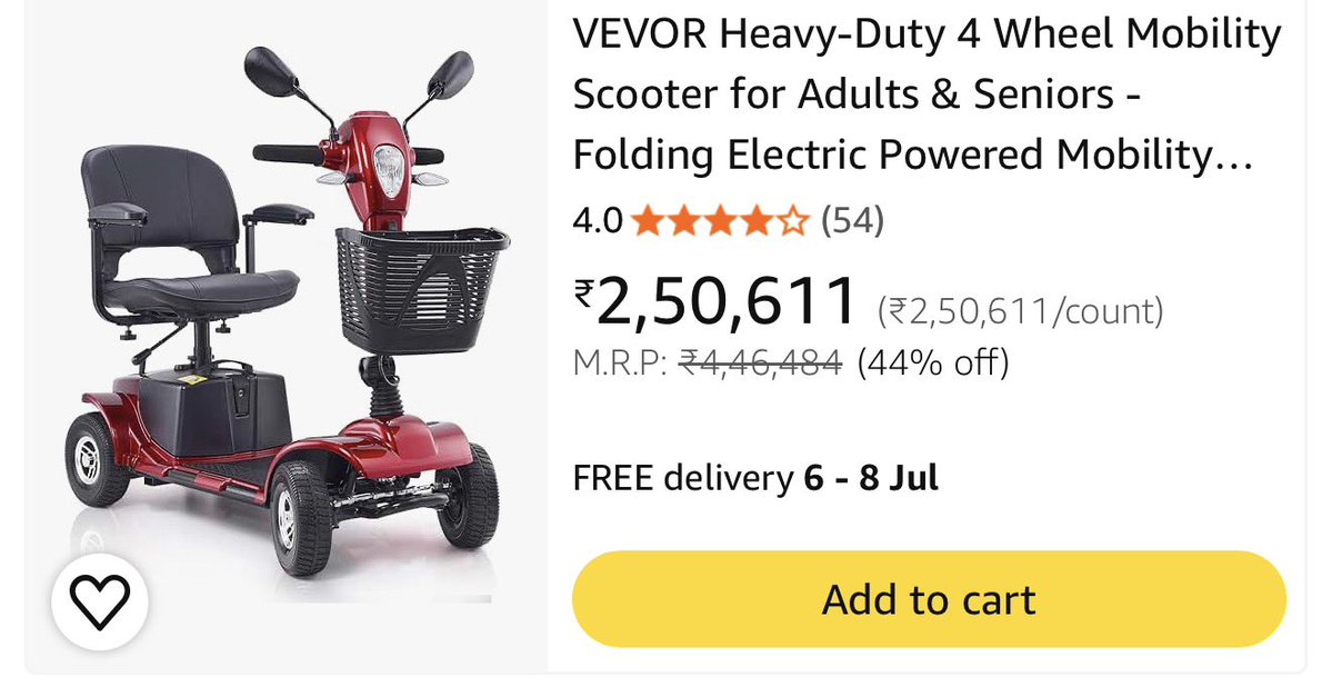 ganeshsonawane's tweet photo. I know ₹60k isn’t cheap, but look at how ridiculously expensive the existing alternatives are.

What’s interesting is that ours is being perceived as so affordable that the first few batches sold out even before inventory was ready.

As we scale, electric mobility will only get cheaper. We are already testing a new model and plan to launch our most affordable electric wheelchair yet in September, with a 1-year warranty.