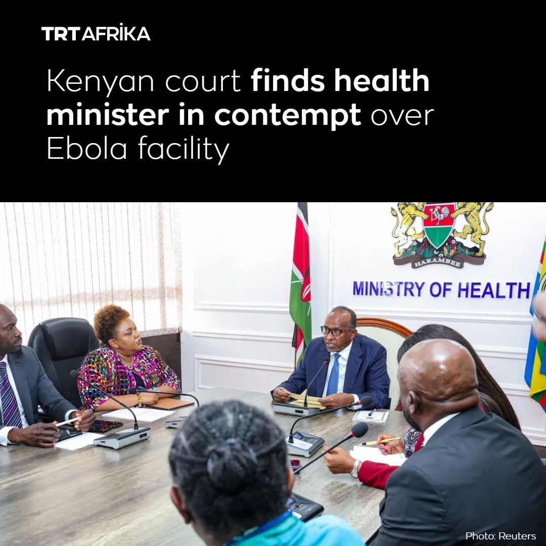 trtafrika's tweet photo. Kenya's High Court found Health Minister Aden Duale in contempt of court on Monday for disobeying orders to halt the construction of a US-backed Ebola quarantine facility at an air base in central Kenya, a court document showed

Read more: https://t.co/Tmx3X65usR https://t.co/wuDpRdKYGk