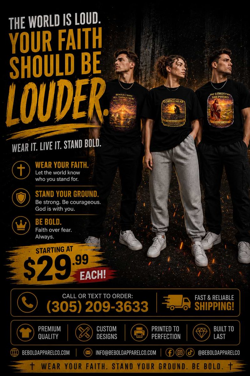 beboldapparelco's tweet photo. Before people hear your words, they see your example.

Wear apparel that reflects your faith, your values, and what you stand for.

✨ Premium Christian Designs
🚚 Fast Shipping
🛒 Starting at $29.99

🔗 https://t.co/PxMhsVfwI8 

#BeBoldApparelCo #BeBold https://t.co/ljpOohqrUH