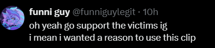 softloveware's tweet photo. ppl only care about "finally having a valid reason to hate on the game" and farming likes more than the victims hurt over this and the whole situation going on, and it shows https://t.co/XTE2kUemgi