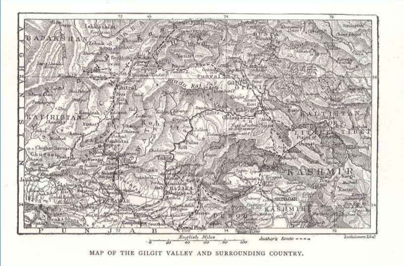 HExtremous's tweet photo. 📖 The Making of a Frontier (1899). The map on the left is Durand's original map as published in the book. The map on the right reconstructs the entire route as followed by Col Algernon Durand to Gilgit.

Today Gilgit is accesible via the Karakoram Highway and Babusar Pass. In 1888, the the route was from Rawalpindi to Gilgit via Kashmir.

The expedition involved traversing high mountain passes on horseback, crossings by boats and rafts and negotiating rope bridges over roaring torrents.
#GilgitBaltistan #History #GreatGame #Gilgit #Durand #TheMakingOfAFrontier #MountainHistory