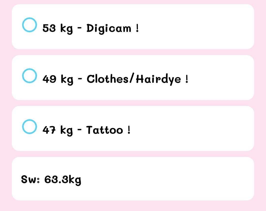 vvvyucki's tweet photo. I made weightloss goals so that if I stop buying stuff maybe I'll lock in more... I have others for like 57kg too its js random bs I've been holding off on buying tho lol https://t.co/A6vx4a2P6O