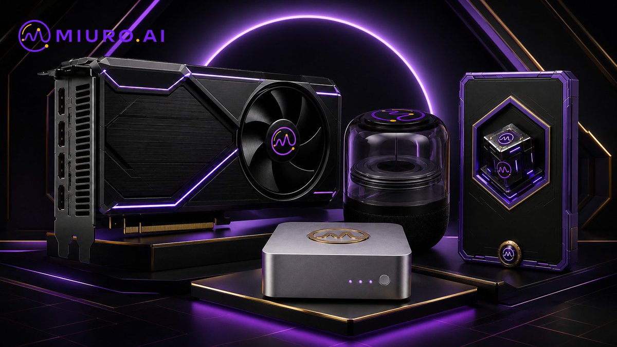 MiuroAI's tweet photo. 🎵 MIURO Box Hardware

🎙️ VOX — Cloud AI Music Speaker
Pre-order open. Zero friction entry.

💻 MINI — Local AI Host
On-device NPU, full local inference, distributed storage & node mining.

🔥 ORIGIN — GPU Flagship Node
High-load AI generation, pro workflows, highest mining weight. Includes MINI. Coming Soon.

☁️ Cloud Node — Hardware-free
5-level upgrade path for flexible participation.

Why hardware matters:
Only physical nodes deliver real Task-based Mining (anti-Helium), on-device privacy and deep integration with Rights Graph + Pay Protocol — turning every play and remix into instant, on-chain multi-party royalty execution.

#MIURO #MiuroBox #DePIN #AIMusic #AI