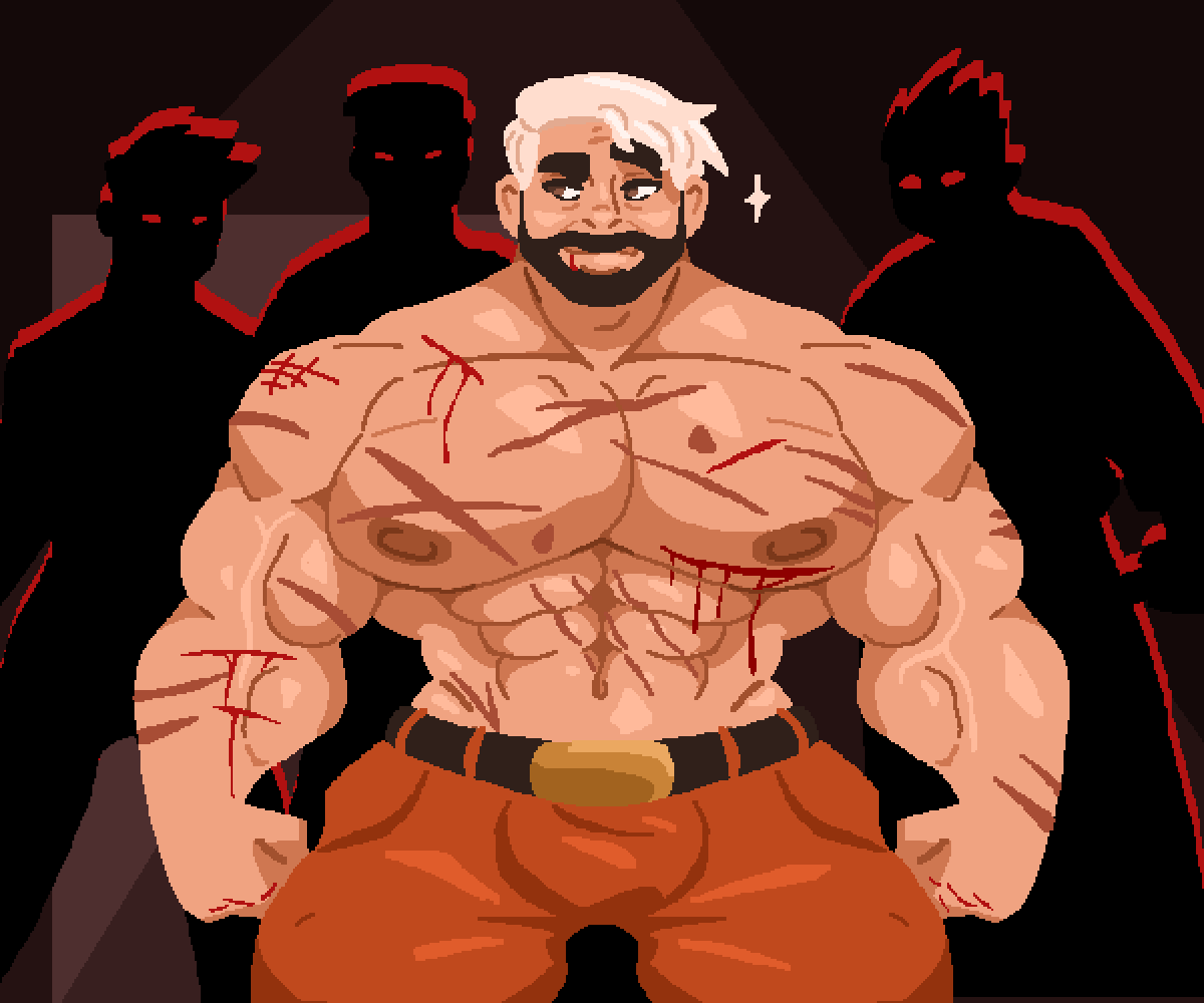 googs_lakebed's tweet photo. some late fathers day fanart of @ArkhanDvan's gorgeous OC Captain Lewis! i love this big hunky hobbyist superhero so much...
here it looks like he's found himself surrounded and in trouble... beaten and bloodied, but far from defeated...maybe he'd like some new scars? https://t.co/Mr5r439ygf