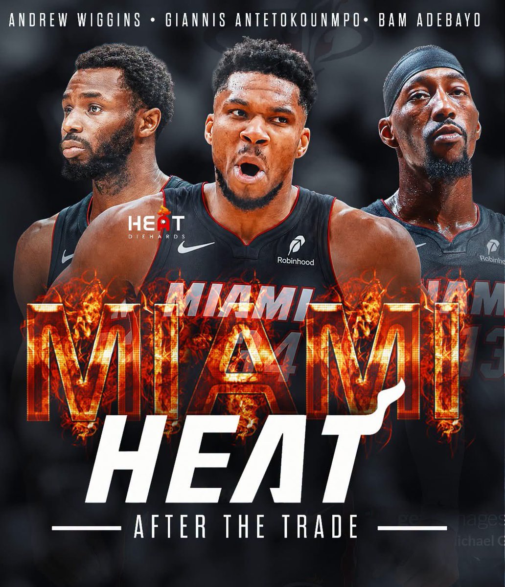 irastill4's tweet photo. Miami HEAT after the Giannis Antetokounmpo trade:

Davion Mitchell
Norman Powell (free agent)
Andrew Wiggins
Giannis Antetokounmpo
Bam Adebayo https://t.co/JVXHpQoTKQ
