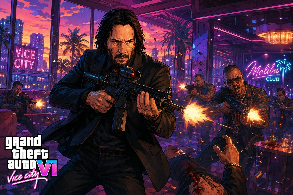 InkedEternally's tweet photo. Turned Keanu Reeves as John Wick into GTA 6 character art! 
#keanureeves #johnwick #gta6 #gta #characterart https://t.co/AwRUgyD5TE