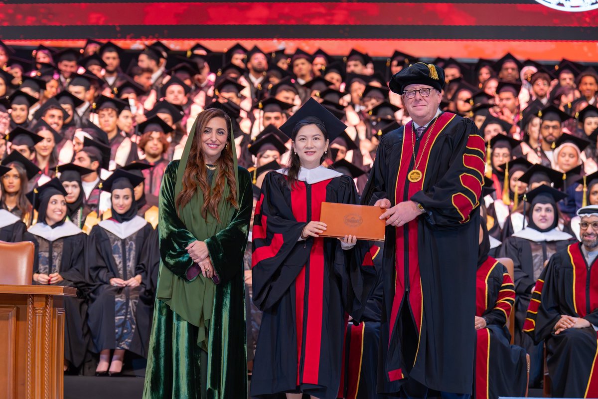 Bodour's tweet photo. Congratulations to the @AUSharjah Class of 2026! Graduation is a big achievement that starts a long journey of learning and growth. I look forward to seeing the great things our graduates will achieve from here. https://t.co/db31pyKZN4