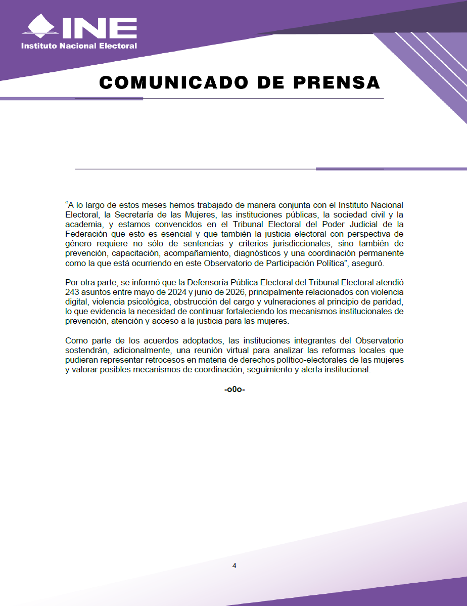 INEMexico's tweet photo. #BoletínINE 📄| Demanda INE aplicar los principios de paridad e inclusión en la conducción de las instituciones públicas del país🇲🇽

🔗 Más información aquí: https://t.co/G8ASsXnDCw https://t.co/Pqk0h3aKaE