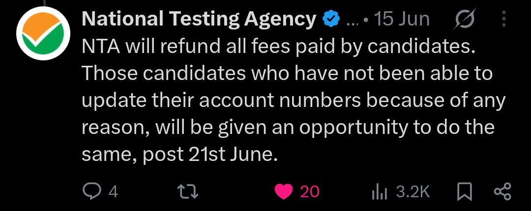 im_mazid's tweet photo. @NTA_Exams I had submitted my bank details for the NEET UG 2026 refund, but the portal now shows that I opted out,which is incorrect.

As NTA mentioned a post-exam refund portal,will affected candidates be able to correct their details there?

#NEETUG2026
#neetrefund
@dpradhanbjp https://t.co/yxG4EB4pFy