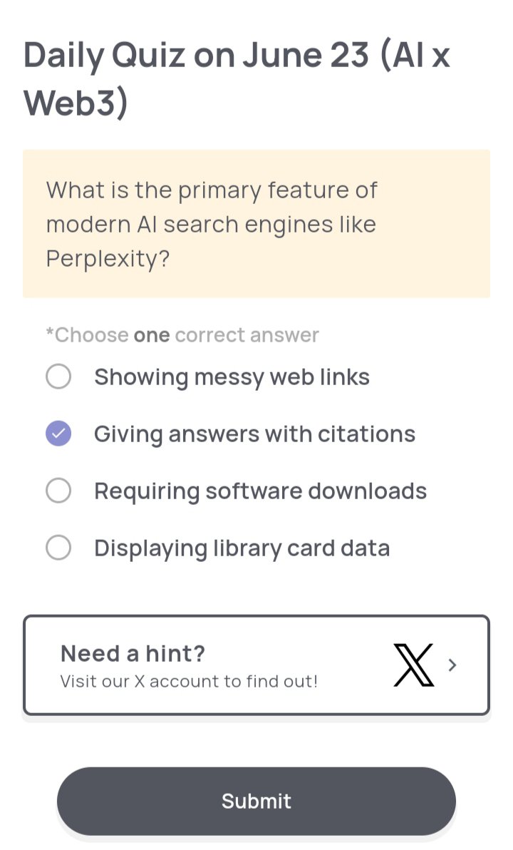 Crypto4life01's tweet photo. @Xenea_io JUNE 23RD, 2026 — OFFICIAL DAILY QUIZ ANSWERS 📚

Marina     ➡️ A
Xenea      ➡️ B
Spur         ➡️ D
Syntax     ➡️ B
Syntax Vault 👉 8-6-9-2

Always confirm your selection! https://t.co/pCBcKsGV0G