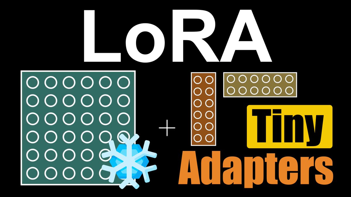 jbhuang0604's tweet photo. LoRA, low-rank adaptation, is arguably the most popular parameter-efficient fine-tuning method for LLMs.

But how does it actually work?

Check out the video to learn LoRA and friends (LoRA+, QLoRA, VeRA, and DoRA)!

https://t.co/v9qFegbK7g